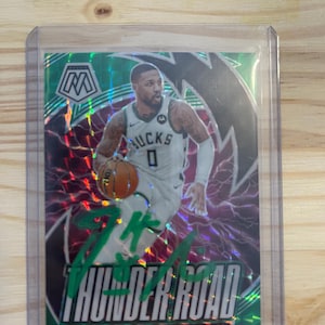 Tarjeta de baloncesto de los Milwaukee Bucks con autógrafo de Damian Lillard
