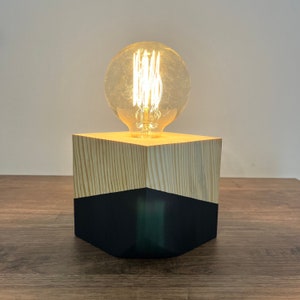 Wooden Small Lamp , Wood Desk Lamp - Table Lamp - Rustic Wooden Lamp, Modern Design Table Lamp, Bedside Lamp, Nightlight, New House Gifts