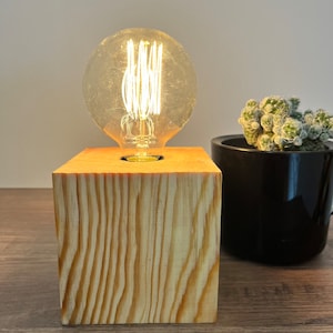 Wooden Small Lamp , Wood Desk Lamp - Table Lamp - Rustic Wooden Lamp, Modern Design Table Lamp, Bedside Lamp, Nightlight, New House Gifts