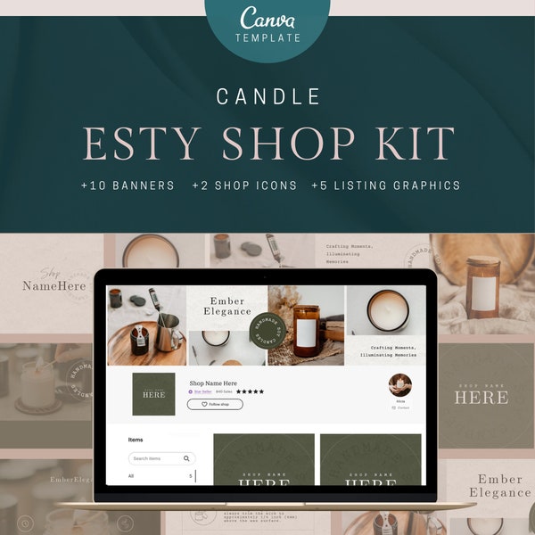 Etsy Shop Kit Candle Business Canva Banners Etsy Small business Etsy Sellers Candle Label Template Listing images