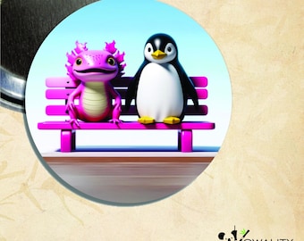 Botón con pin de pingüino ajolote