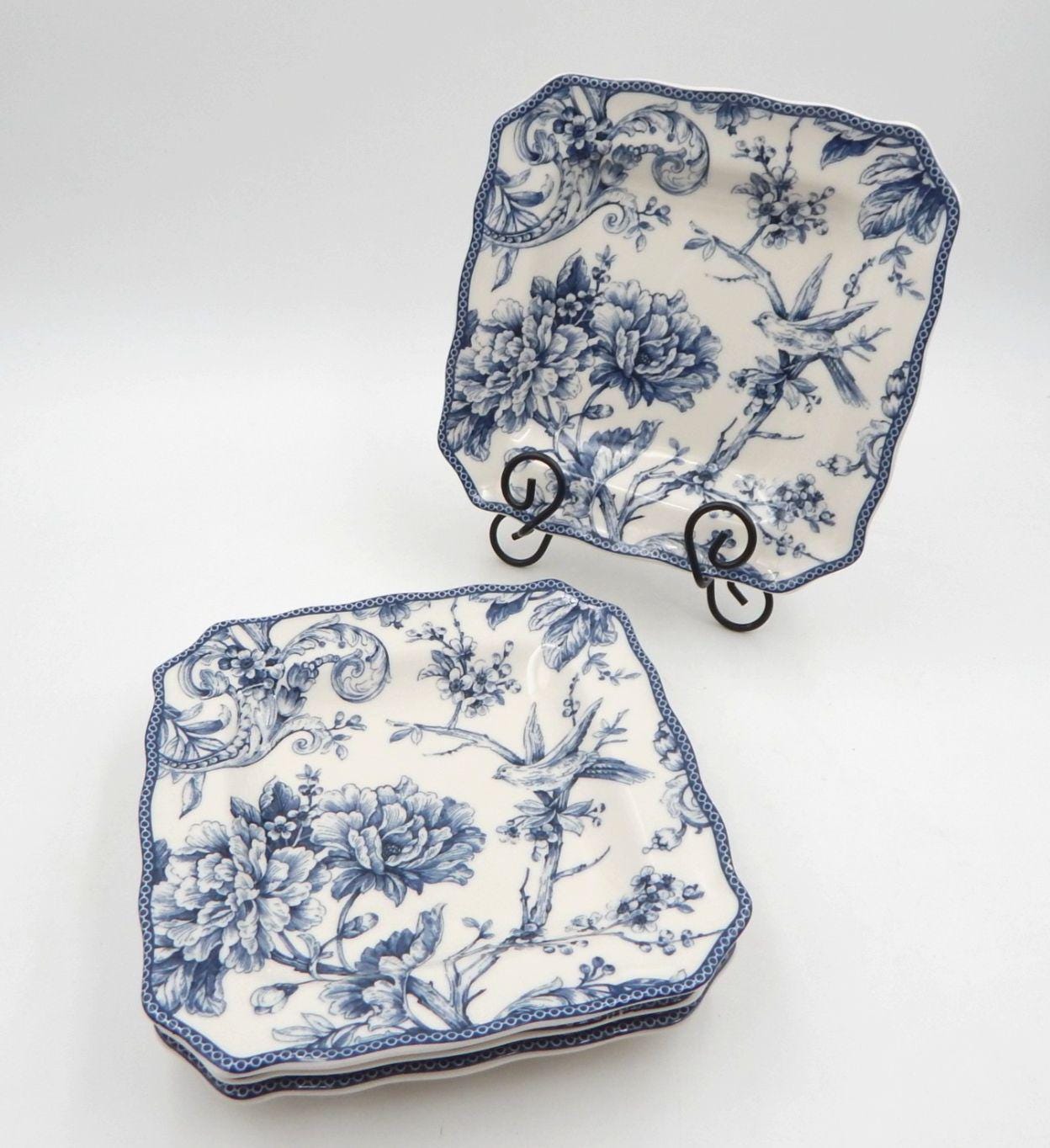8 Inch Vintage Blue Floral Plate - Etsy