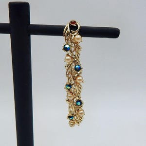 Lisner Bracelet Gold Tone Faux Pearl Aurora Borealis Rhinestone 7 Inch Signed