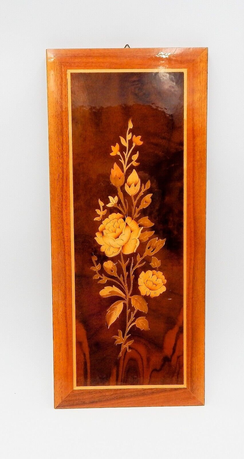 Notturno Intarsio Flowers Inlaid Wood Plaque Sorrento Italy Marked
