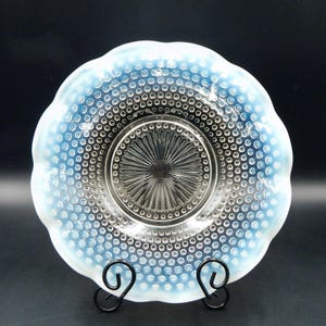 Anchor Hocking Moonstone Hobnail Opalescent Sandwich Plate 10-3/4 Inch Ruffled