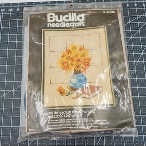 Bucilla Needlecraft 48688 Still Life Crewel Stitchery Kit Flowers Book 20x24
