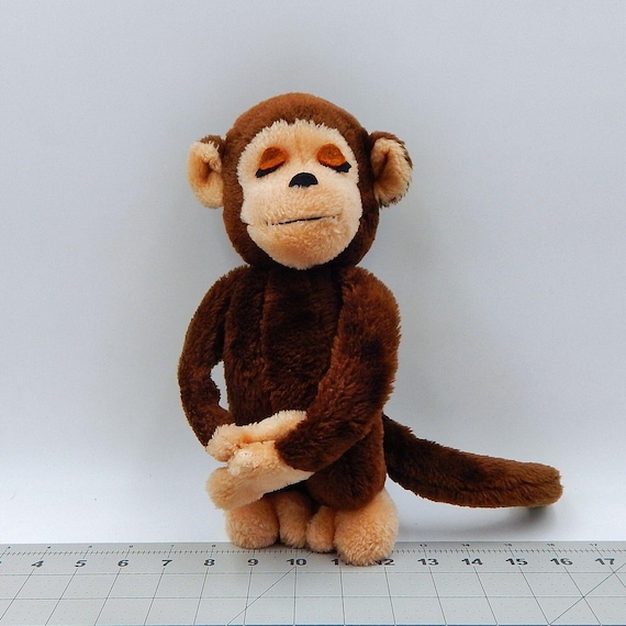 1975年R.DAKIN ぬいぐるみ　クマ R. Dakin 1975 Monkey Hugging Plush Boy Dark Brown Beige Hands Feet