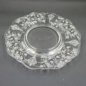 Cambridge Rose Point Pattern Etched Clear Glass Underplate 7 Inch