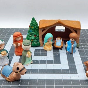 Ensemble de 12 moules à biscuits pour crèche de Noël peints à la main avec crèche