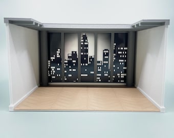 Attico loft città stanza scatola 1:24 kit fai da te facile casa delle bambole in miniatura