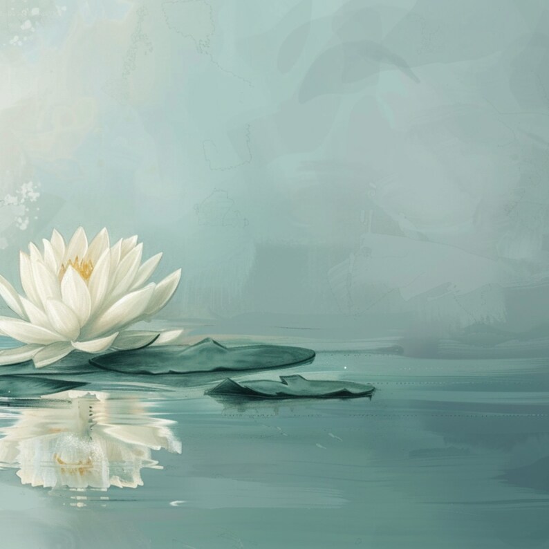 Set against a tranquil backdrop of sage green and light blue, the soft hues create an inviting atmosphere, making it perfect for neutral wall decor.