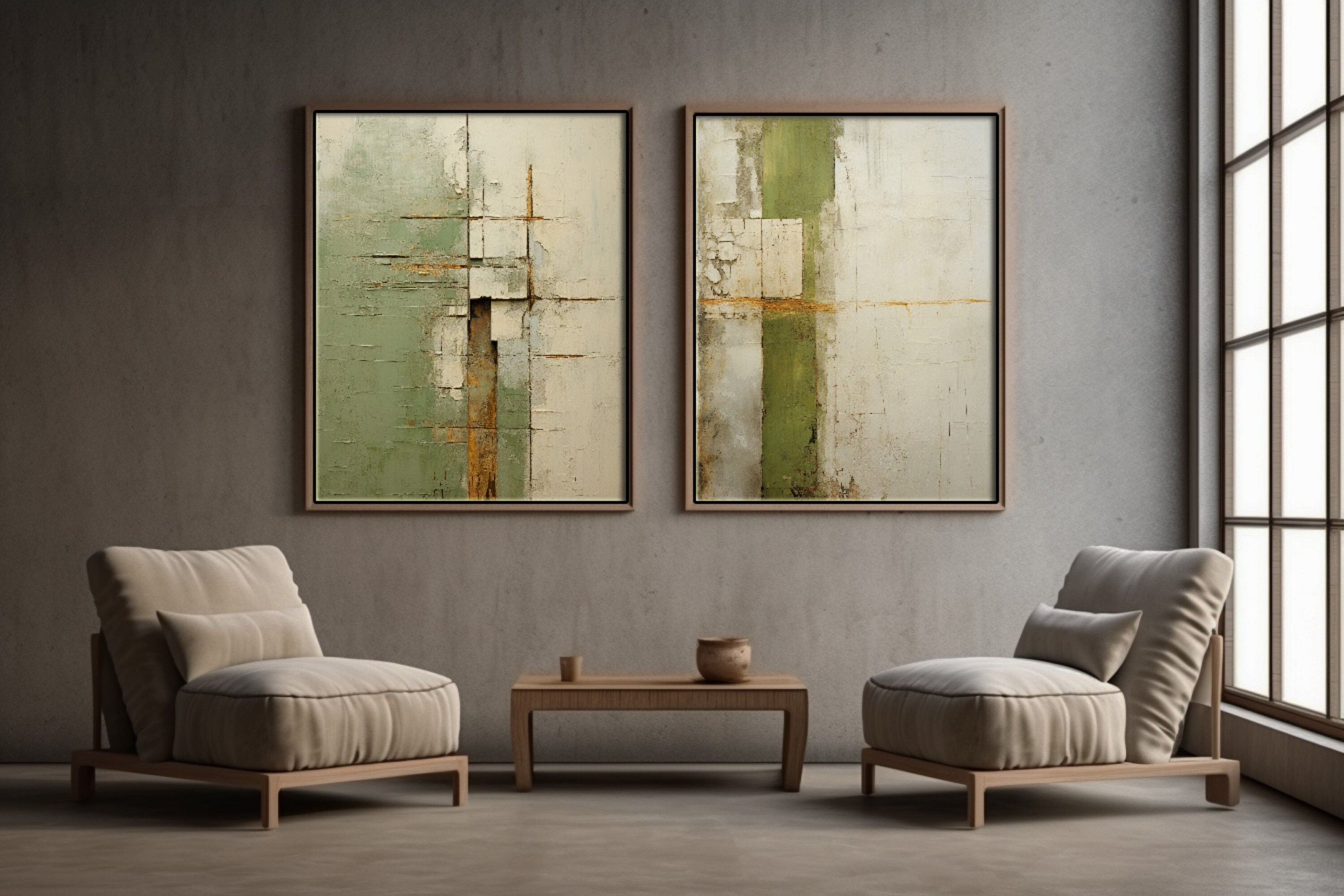 Essence Set of 2 Wall Art, Wabi Sabi Wall Art, Japandi Decor, Beige ...