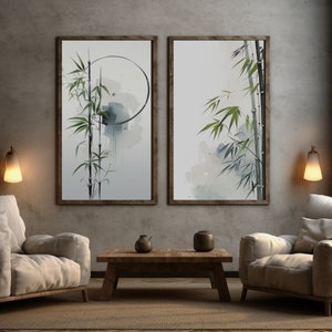Bamboo Wall Art | Set of 2 Zen Wall Art, Japandi Decor, Minimalist ...