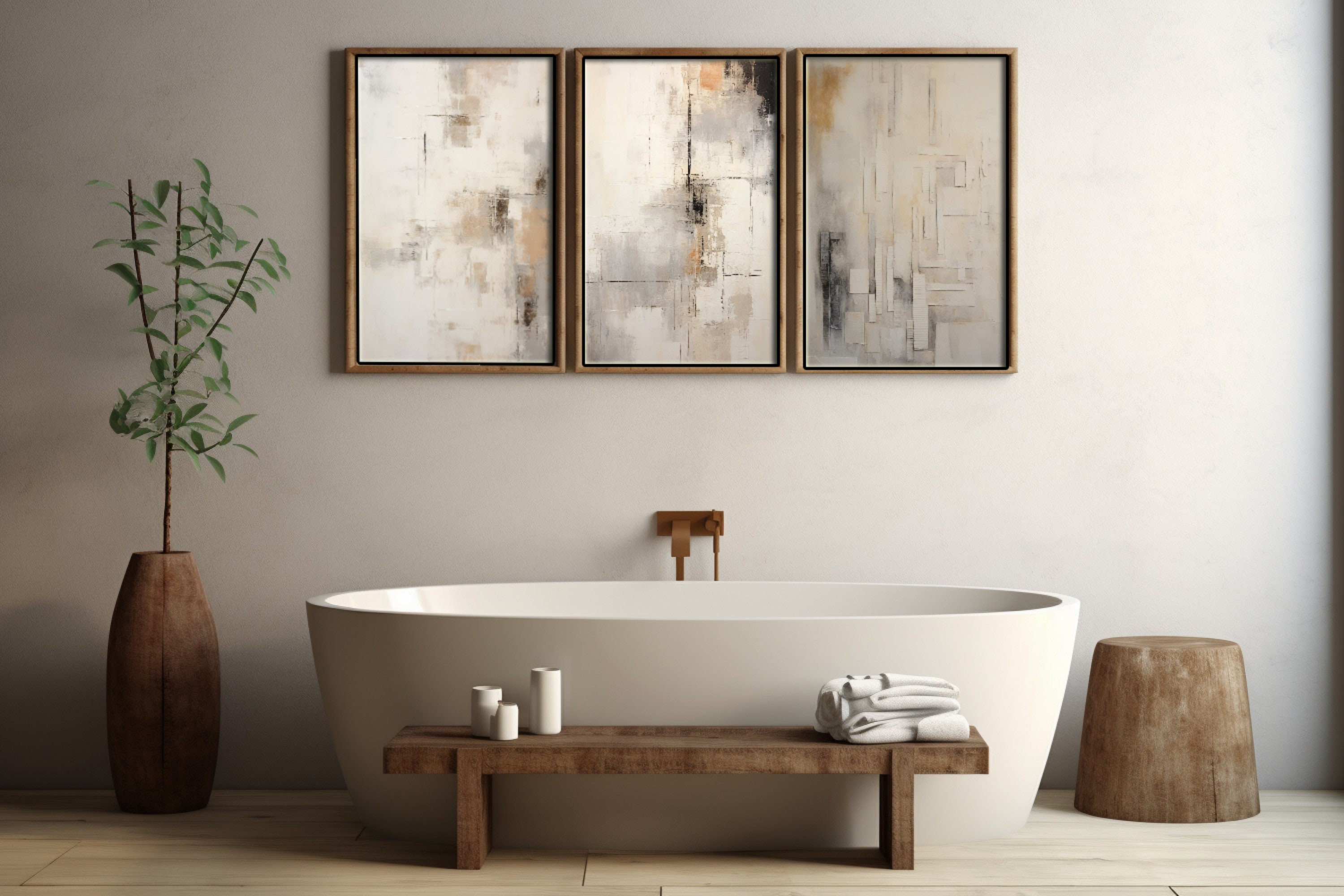 Wabi Sabi Beige Wall Art | Textured Japandi Print Set (digital Download ...