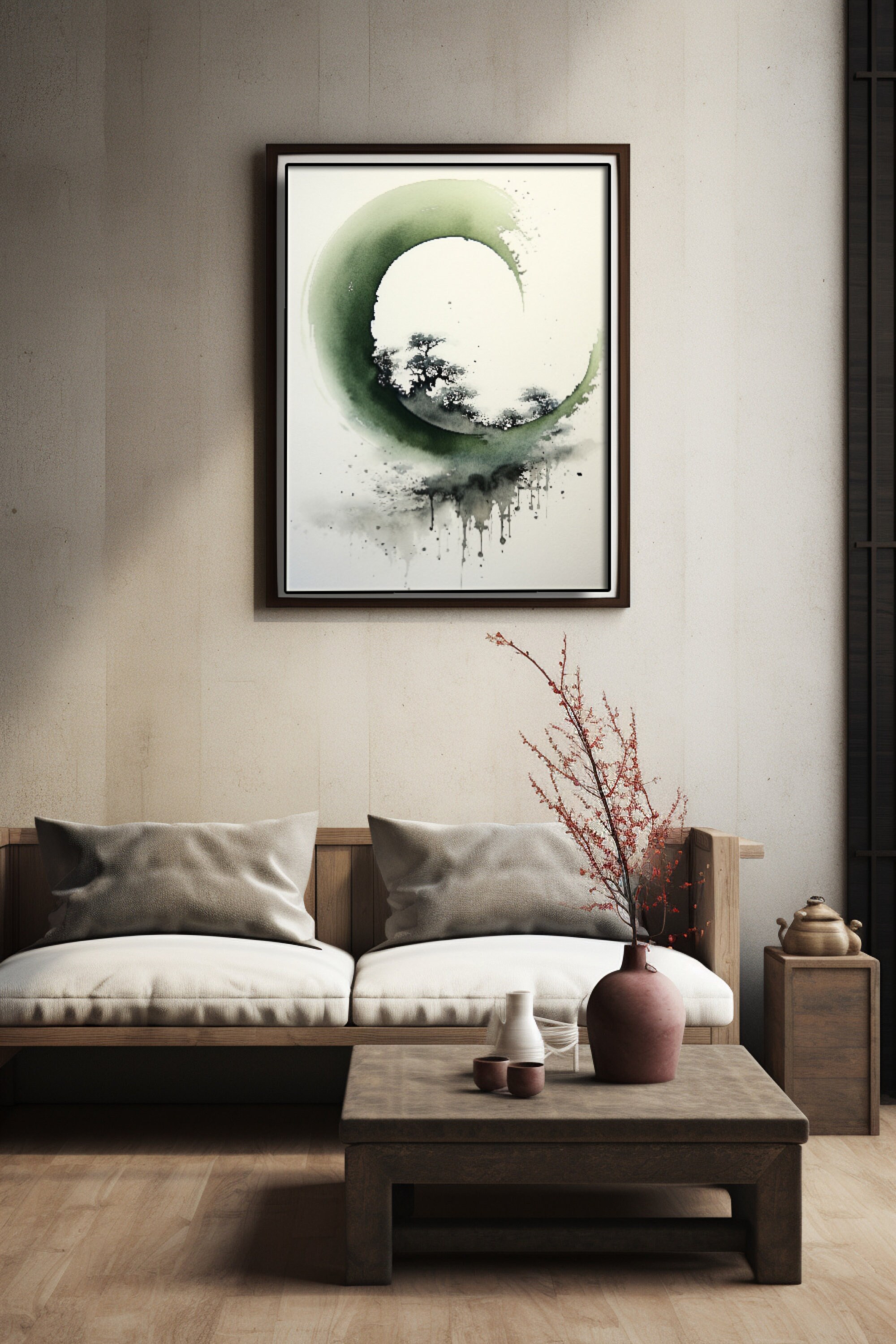 Wabi Sabi Enso Print | Sage Green Japanese Wall Art (digital Download ...