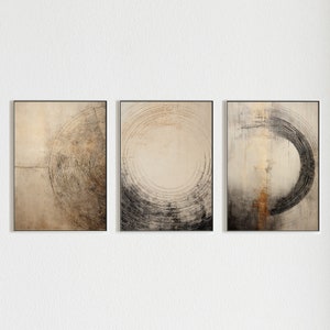 Beige Calm | Wabi Sabi Wall Art, 3 Piece Wall Art Set , Zen Wall Art, Japandi Decor, Beige Wall Art, Geometric Art Print, Textured Wall Art