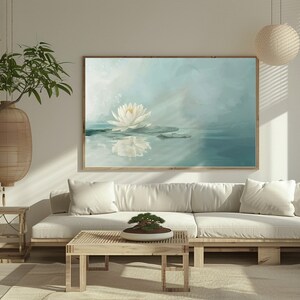 The delicate water lily and lotus flower art embody the tranquility and purity of nature. This floral wall art adds a touch of botanical art to any space, creating a calming and serene ambiance that enhances peaceful art displays in your home.