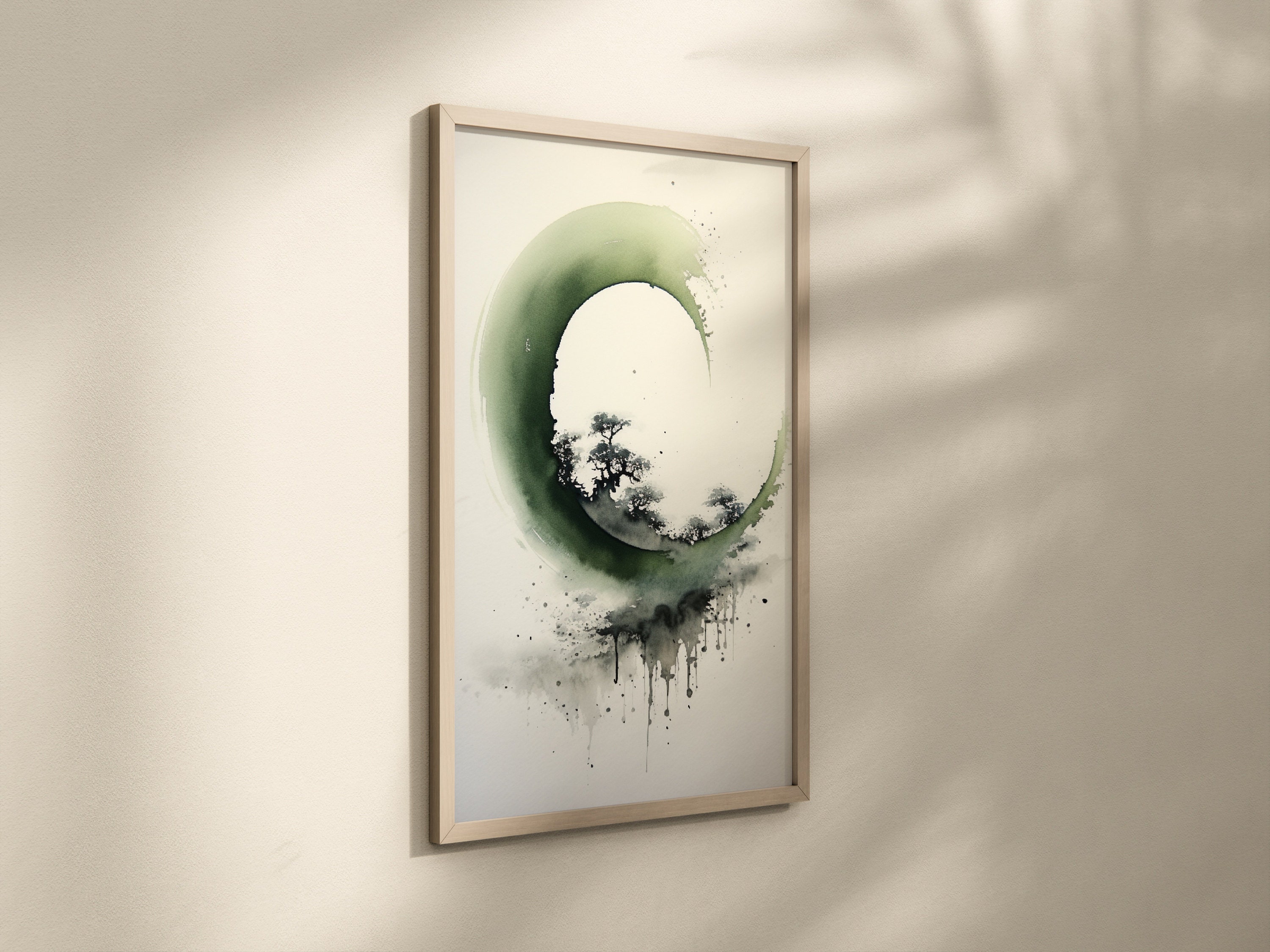 Wabi Sabi Enso Print | Sage Green Japanese Wall Art (digital Download ...