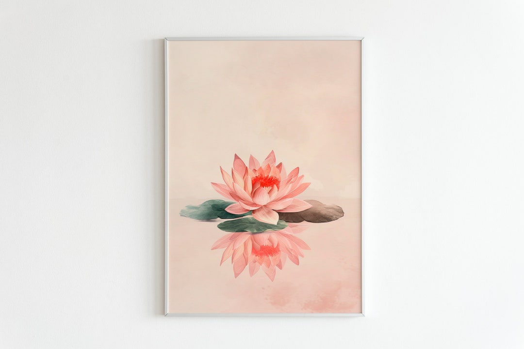Pink Lotus Flower Art Print | Japanese Zen Home Decor (digital Download ...