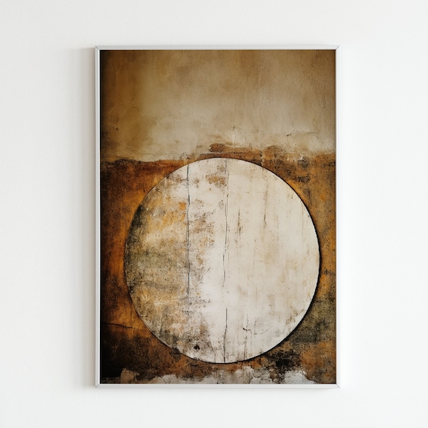 Circle | Wabi Sabi Wall Art, Japandi Poster, Minimalist Japanese Art, Japan Home Decor, Asian Art , Neutral Beige Decor, Textured Artwork