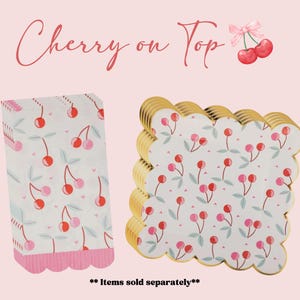 Cherry Themed Party Supplies – Paper Plates, Cups & Napkins Set for Birthday, Baby Shower, Picnic