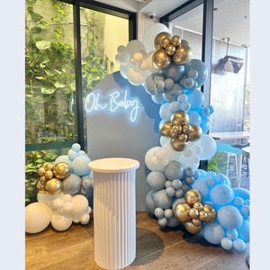 DIY Baby Boy Shower Dusty Blue Muted Balloon Arch Garland Kit Baby Boy Shower Decorations
