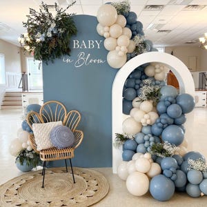 Kit fai da te Baby In Bloom Dusty Blue Tenue Balloon Arch Garland Decorazioni per baby shower per maschietti