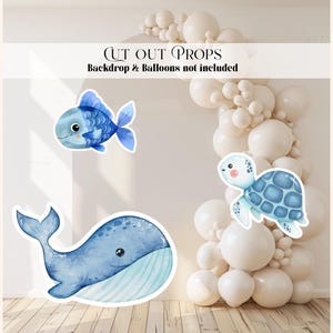 Oneder the Sea Theme Cut out Props Sea Animals Birthday Balloon Garland Decorations