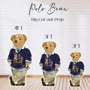 Ours polo à découper, décoration baby shower, accessoire pour stand up, décoration de fête en coroplast, tailles 2 pi, 3 pi, 4 pi