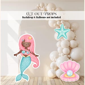Magical Mermaid Party Decor Coroplast Cutouts Pink Oneder the Sea Pink Star fish  Cut out Birthday  Sea Shell Decorations Baby Shower