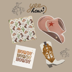 Rodeo Cowboy Party Supplies – Western Theme Plates, Cups & Napkins for Birthday, Baby Shower, Country Events, First Rodeo Birthday
