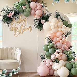 Kit ghirlanda di palloncini Baby in Bloom / Decorazione floreale fai da te per baby shower / Baby shower primaverile / Decorazioni per feste in giardino / Palloncini rosa e pastello