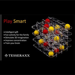 3D Strategy Game Cube | TesseraXO, TesseraXX & Bazi Dooz | Tic Tac Toe in 3D | Intelligent Gift | Made in California