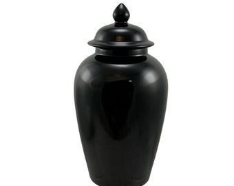 Night Black Porcelain Temple Jar