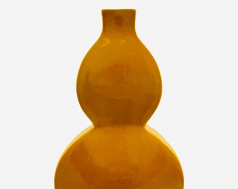 Stylish Flat Gourd Vase - Yellow