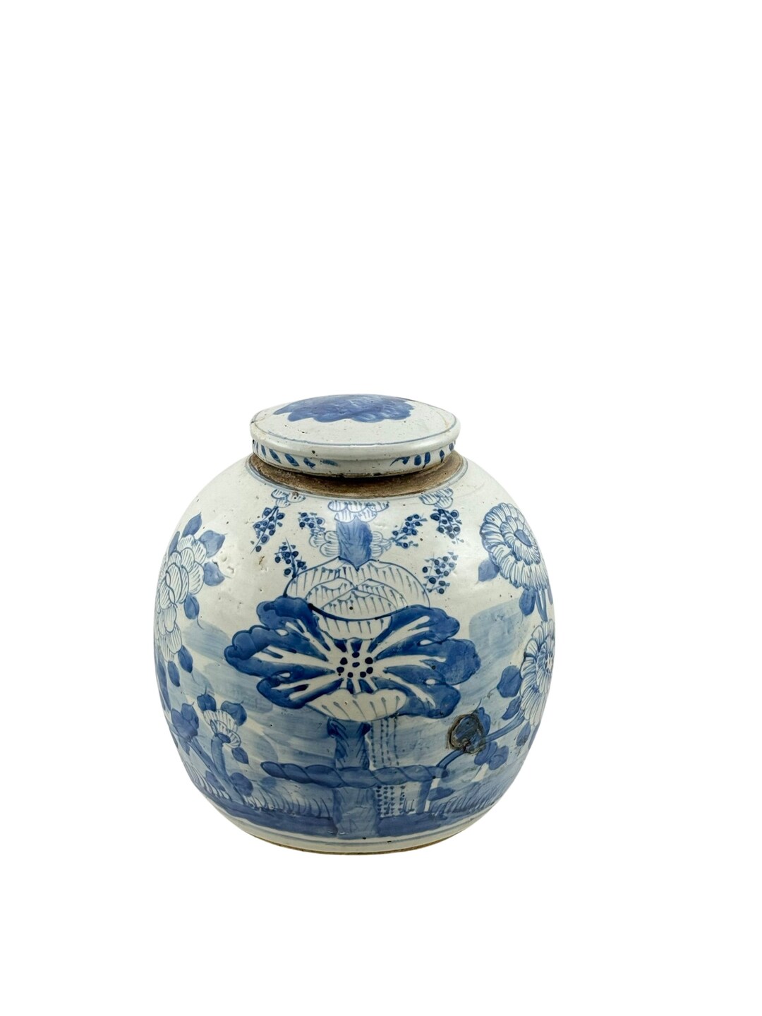 Handmade Vintage Ming Jar Four Season Plant Blue & White Etsy