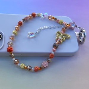 Flare - Eeveelution Inspired Phone Chain Keychain Metal Beads Handmade Gift Ideas Anime Accessories Summer Wristlet Fall Cute Simple Dainty