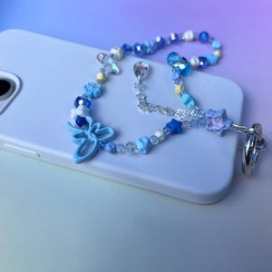 Vapor - Eeveelution Inspired Phone Chain Keychain Metal Beads Handmade Gift Ideas Anime Accessories Summer Wristlet Fall Cute Simple Dainty