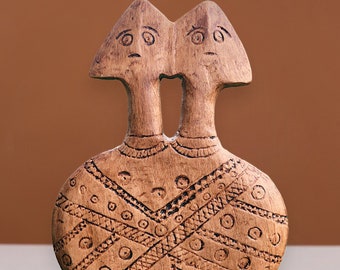 Twin-Headed Idol Figurine, Ancient Anatolian Replica, Handmade Cultural Artifact Statue, Ancient Goddess Twin Idol