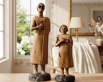 Sumerian Priestess Statue Set – Tell Asmar Female Worshippers, Ancient Mesopotamian Museum Replica, Handmade by ArkeoArt