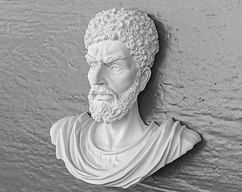 Handcrafted Marcus Aurelius Bust: Roman Emperor Wall Sculpture