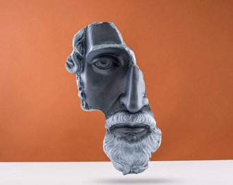 Hand-Painted Zeus Face Wall Bust: Greek Mythological Decor