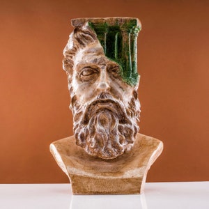 Handmade Zeus Bust Statue: Greek God Sculpture (15&#39;&#39;)