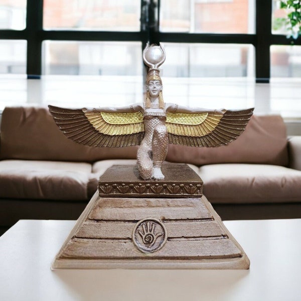 Estatua de alas abiertas de la diosa egipcia Isis, diosa de la fertilidad y la magia, escultura egipcia antigua, estatua de Maat, regalo del Día de la Madre