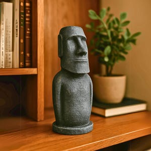 Moai Head Statue – Handmade Easter Island Sculpture – 18 cm - Rapa Nui Figurine – Polynesian Ancestral Art – ArkeoArt Exclusive
