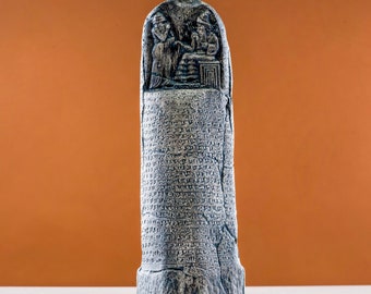 Réplique de la stèle du code d'Hammourabi, tablette du droit de la Mésopotamie antique, code d'Hammourabi, sculpture du droit babylonien, décor histoire mésopotamienne 30,5 cm