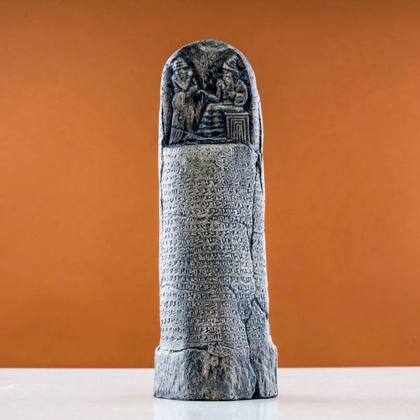 Antike mesopotamiische Rechtstafel, Codex von Hamamurabi, Babylonische Rechtsskulptur, mesopotamisch Geschichtsdekor, 28 cm