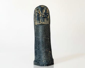 Réplica de la Estela del Código de Hammurabi, Antigua Tableta de Ley Mesopotámica, Código de Hammurabi, Escultura de Ley Babilónica, 11''