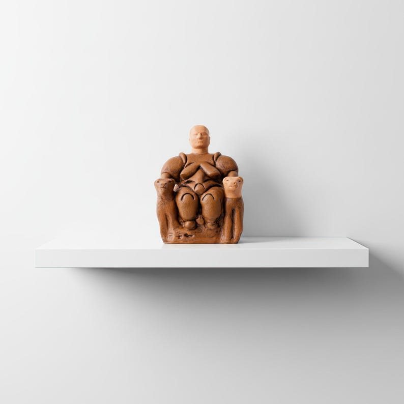 Front view of the Cybele Mother Goddess Statue by ArkeoArt under soft studio lighting. This handcrafted Neolithic fertility idol, inspired by the Çatalhöyük Mother Goddess, symbolizes abundance, motherhood, and ancient Anatolian spirituality. A museum-quality archaeological replica connecting modern art collectors with prehistoric creativity.