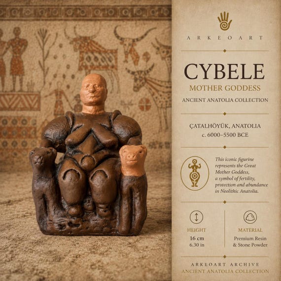 Cybele Mother Goddess Statue, Catalhoyuk Fertility Idol, Neolithic Anatolian Figurine, Ancient Goddess Sculpture, Museum Replica Decor